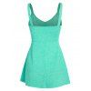 Space Dye Lace Insert High Waist Buttons Fit And Flare Tank Top - AQUAMARINE M