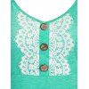 Space Dye Lace Insert High Waist Buttons Fit And Flare Tank Top - AQUAMARINE M