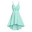 Plain Solid Knot High Low Cami Dress - SKY BLUE 3XL