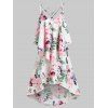 Robe à Bretelle Superposée Fleurie Haute Basse Imprimée - Blanc M