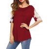 T-shirt Tunique Panneau en Dentelle - Rouge Vineux XL