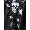 Gothic Tankini Swimwear Tummy Control Swimsuit Skull Graphic Print Ruched High Waist Beach Bathing Suit - BLACK S