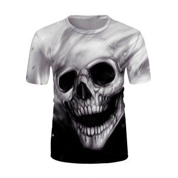 Image of 3D Skull Graphic Crew Neck Short Sleeve Tee