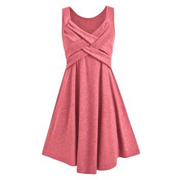 

Plus Size Sweetheart Criss Cross Longline Tank Top, Rose red