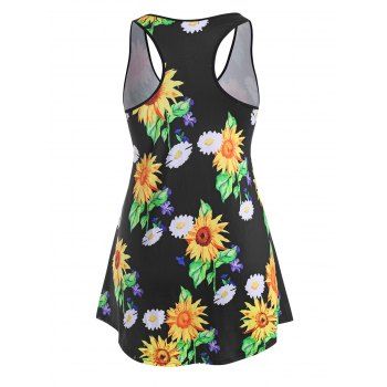 

Sunflower Racerback Curved Hem Plus Size Tank Top, Black