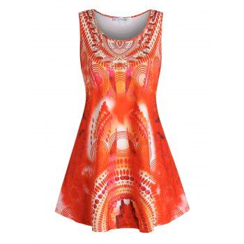 

Plus Size Tribal Print Casual Tank Top, Halloween orange