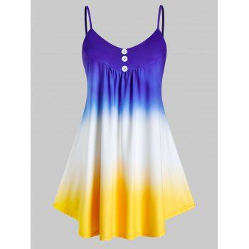 

Plus Size Dip Dye Button Embellished Cami Top, Multicolor