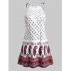 Robe Panneau au Crochet Cachemire Imprimé à Epaule Nouée de Grande Taille - Blanc 3X