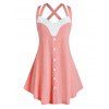 Débardeur Tunique Croisé au Dos Grande-Taille - Rose clair 4X