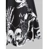 Robe Gothique Squelette Imprimée avec Bouton - Noir 2XL