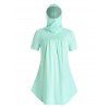 T-shirt à Capuche Tunique Patte de Boutonnage de Grande Taille - Vert Menthe 5X