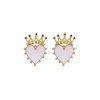 Boucles d'Oreilles en Forme de Cœur Exagéré Couronne - Blanc 