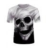 T-shirt 3D Crâne Imprimée Manches Courtes à Col Rond - multicolor L