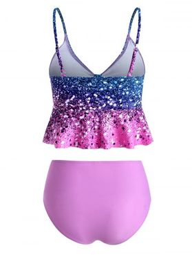 Ombre Tied Peplum Tummy Control Tankini Swimwear