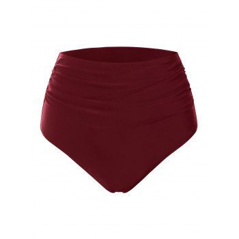 

Ruched High Waisted Bikini Bottom, Red wine