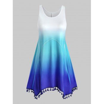 

Tassels Ombre Swing Plus Size Dress, Blue