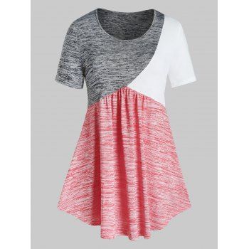 

Plus Size Colorblock Marled Curved T Shirt, Multicolor