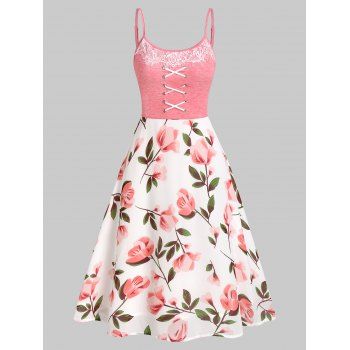 

Floral Print Crisscross A Line Dress, Pink