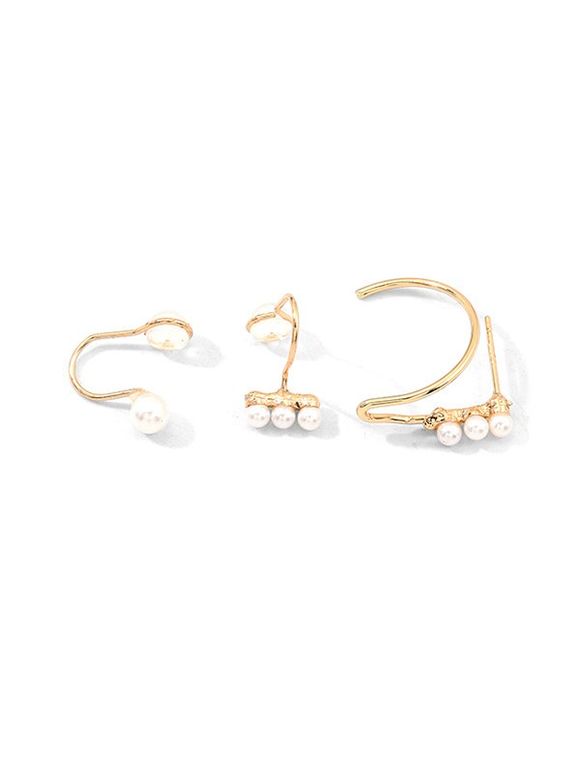 Ensemble de Boucles d'Oreilles avec Fausse Perle - Or 