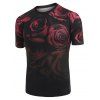 T-shirt Rose Ombré Imprimée Manches Courtes à Col Rond - multicolor C XL