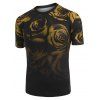 T-shirt Rose Ombré Imprimée Manches Courtes à Col Rond - multicolor D 3XL