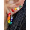 Colorful Open Hoop Earring And Star Lip Stud Earring Set - GOLD 