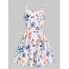 Floral Cami Sundress Allover Print Summer Belted A Line O Ring Flare Casual Dress - WHITE 3XL