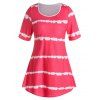 T-shirt Courbe Teinté de Grande Taille - Rouge Rose 5X