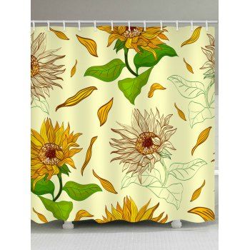 

Painted Sunflower Pattern Waterproof Shower Curtain, Multicolor