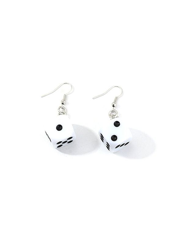 Boucles d'Oreilles Pendantes en Résine Motif de Dés - Blanc 