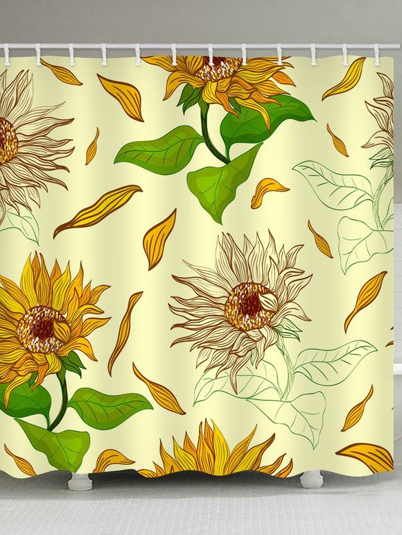 Rideau de Douche Imperméable Motif Tournesol et de Peinture - multicolor W71 X L71 INCH