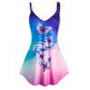 Débardeur Papillon Ombré Imprimé à Col V Grande Taille - multicolor 1X