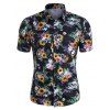 Skull Ditsy Floral Button Up Casual Shirt - multicolor M