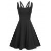Mini Robe Ligne A Simple Découpée sans Manches - Noir 3XL