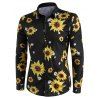 Sunflower Print Long Sleeve Lounge Shirt - multicolor M