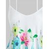 Plus Size Flower Print Dual Cross Strap Tunic Cami Tank Top - WHITE 5X
