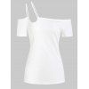 T-shirt Simple à Bretelle à Épaule Ouverte - Blanc 3XL