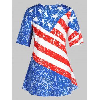 

Plus Size American Flag Striped Star Print Tee, Multicolor