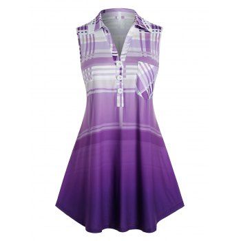 

Plus Size Ombre Color Plaid Swing Blouse, Violet
