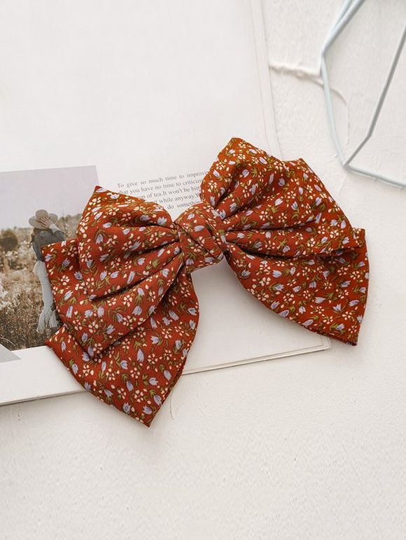 Pince à Cheveux Fleurie Imprimée avec Nœud Papillon - Rouge 