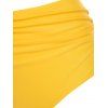 Plus Size Wave and Sun Print Asymmetric Ruched Tankini Swimwear - RUBBER DUCKY YELLOW 5X