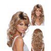 Inclined Bang Long Body Wave Synthetic Wig - CAMEL BROWN 