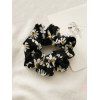 Chouchou Elastique Rétro Fleur Marguerite Imprimée en Tissu - Noir 