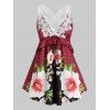 Plus Size Lace Crochet Floral Print Crisscross Tank Top - WHITE 2X