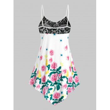 

Plus Size Flower Lace Panel Bowknot Backless Cami Top, White