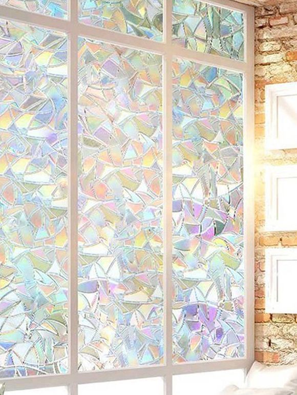 Film de Fenêtre Amovibles à Verre Cadeau Motif Géométrique - multicolor A 45*100CM