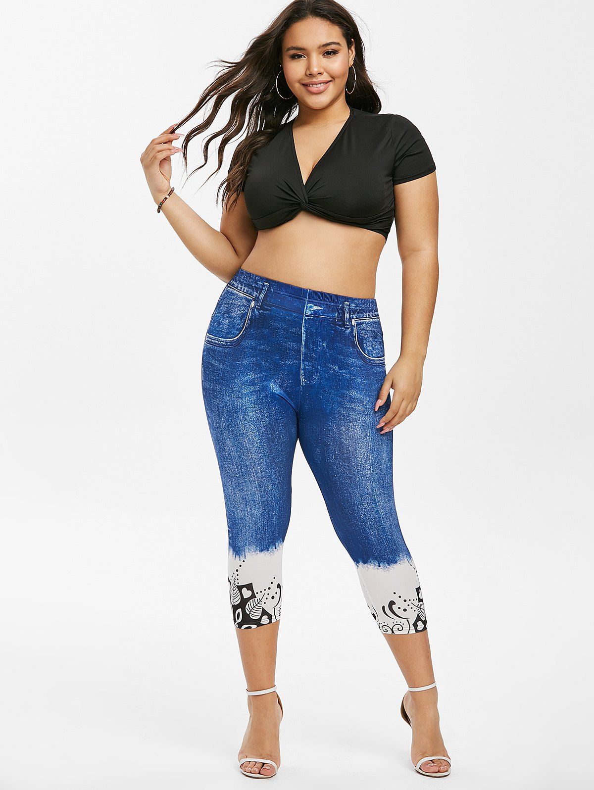 Cropped Denim Jeggings Plus Size Tops Women  International Society of  Precision Agriculture