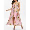 Maxi Robe Superposée Fleurie Imprimée de Grande Taille - Rose 2X