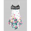Plus Size Flower Lace Panel Bowknot Backless Cami Top - WHITE 4X