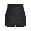 Tummy Control Swimsuit Bottom Solid Color Ruched High Waisted Swimwear Bottom - BLACK XL